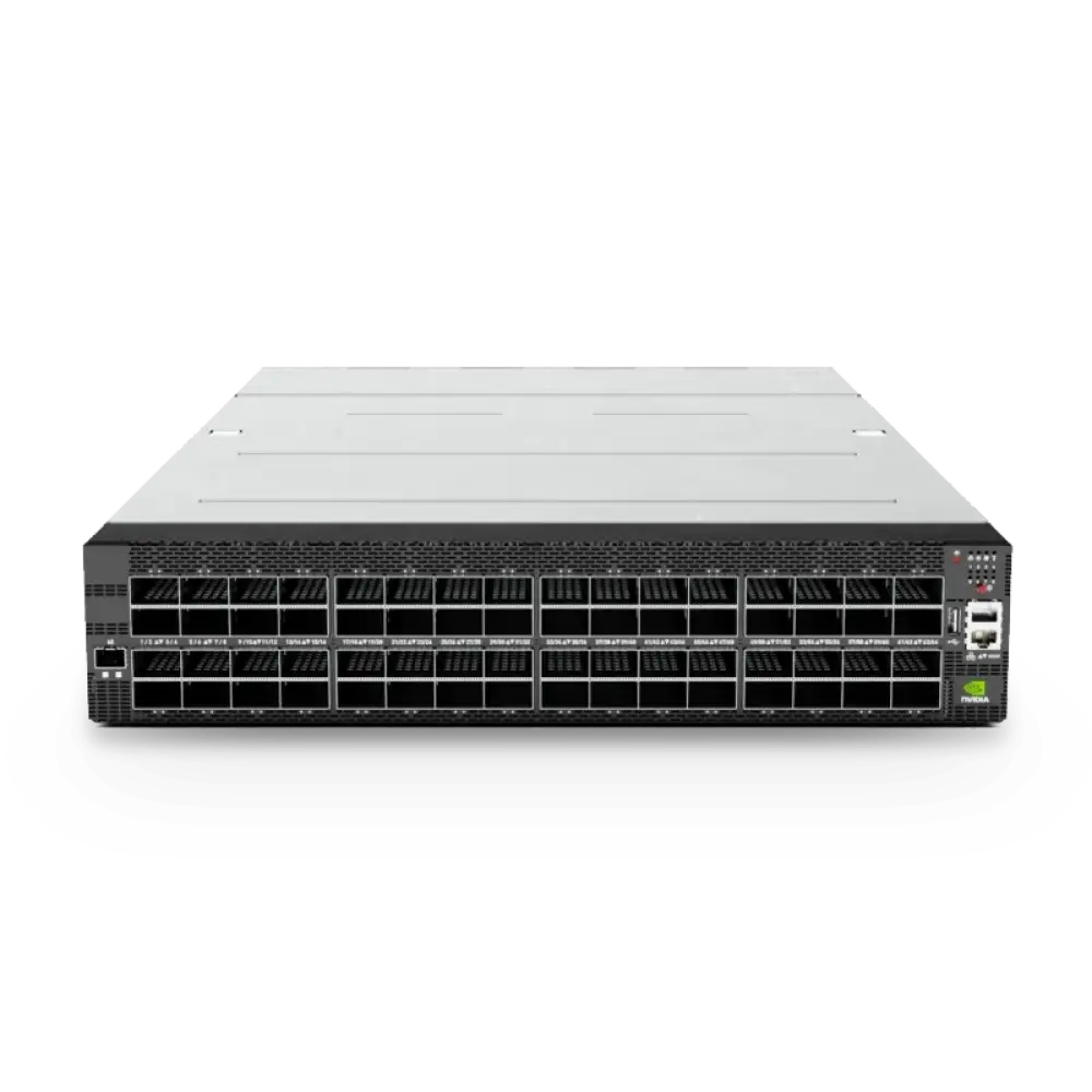 NVIDIA SN5600 Ethernet switch front view with multiple network ports and modular design