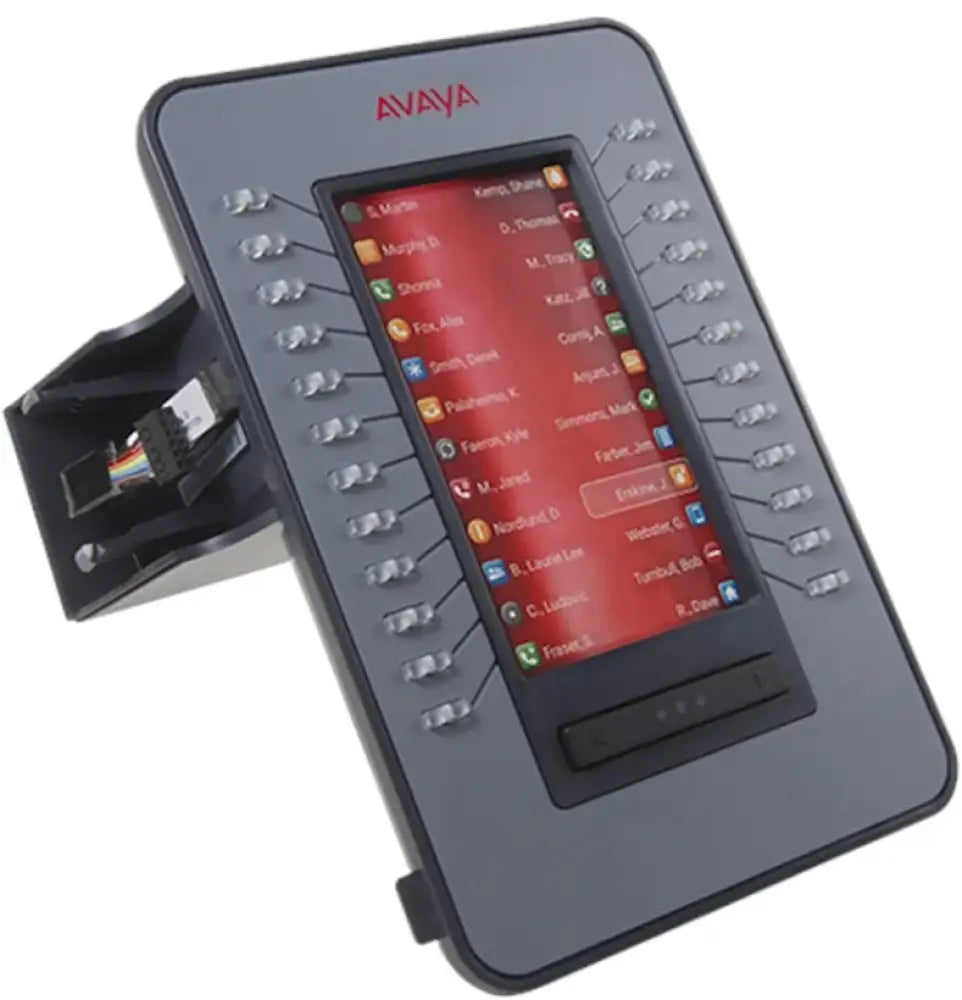Avaya JEM24 24-button expansion module with color screen, refurbished, on stand