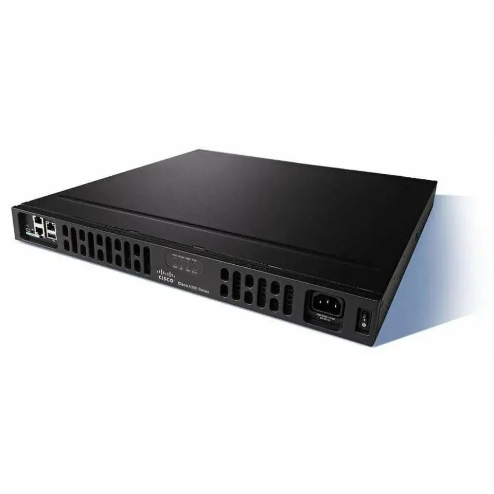 Cisco 4321 Voice ISR router black front view with network ports and ventilation slots