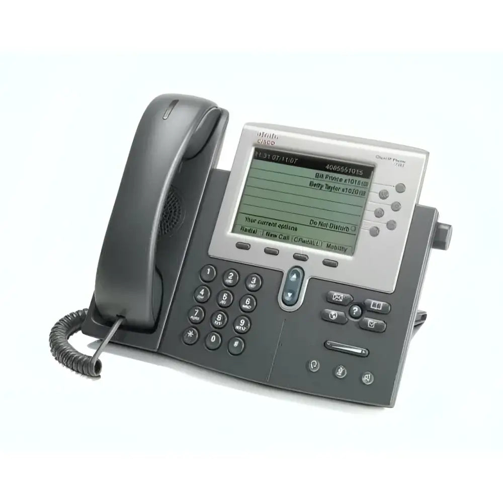 Cisco 7962G IP office phone with display screen and keypad on white background