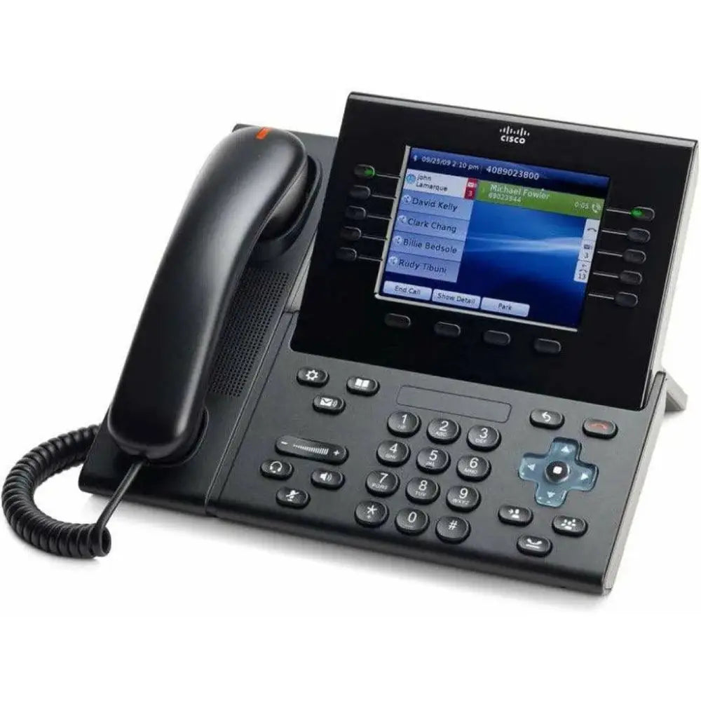 Cisco 8961 Gigabit IP Phone with display screen and keypad on white background