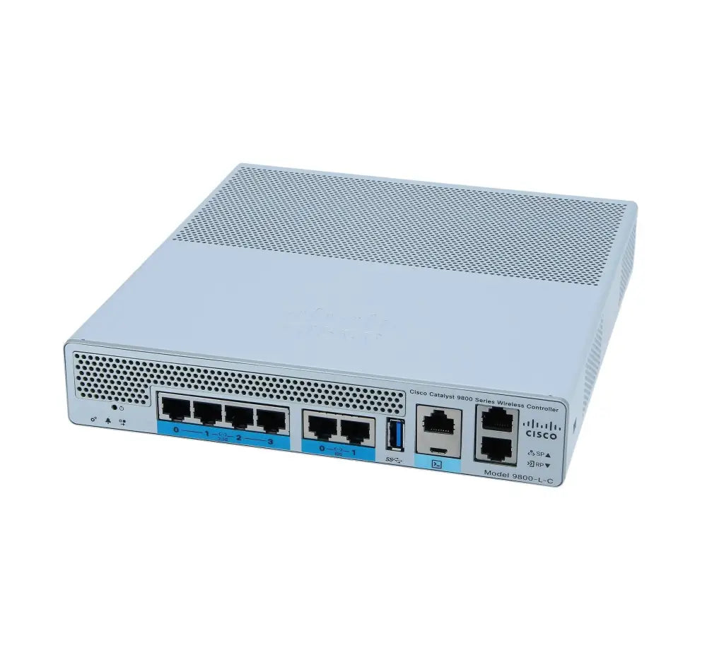 Cisco Catalyst 9800-L wireless LAN controller with copper uplinks, model 9800-L-C, front ports view