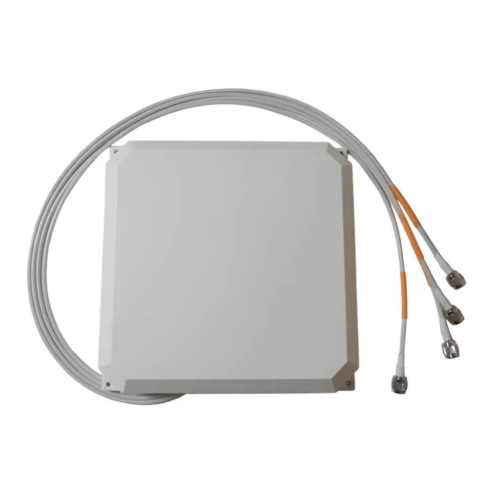 Cisco Aironet dual-band directional antenna with attached coax cables, white panel design