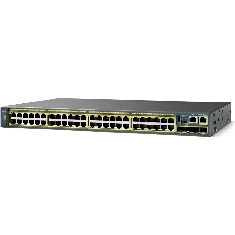 Cisco Catalyst 2960S 48 port gigabit network switch front view, refurbished model