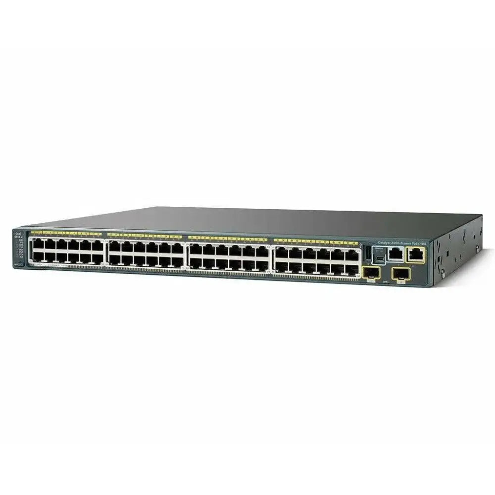 Cisco Catalyst 2960S 48-port gigabit PoE network switch front view on white background