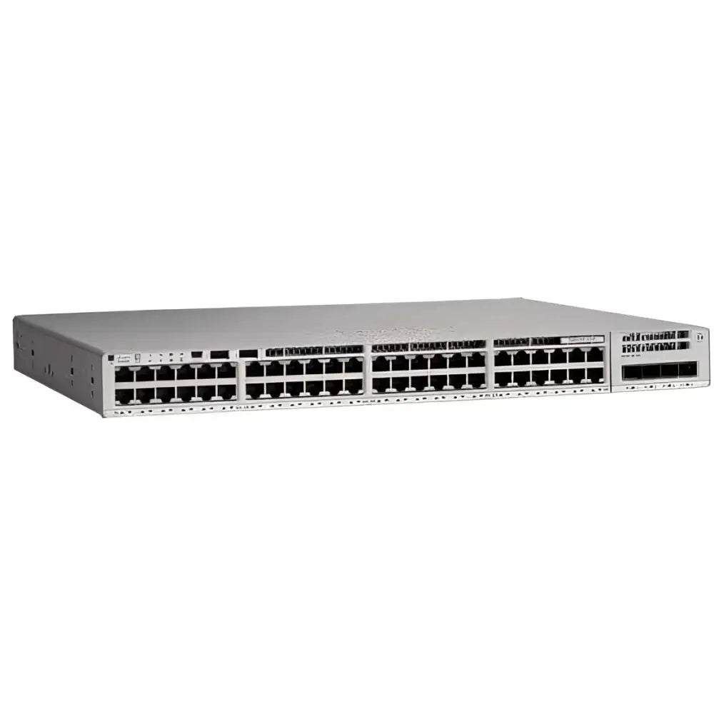 Cisco Catalyst 9200 48-port network switch, front view, silver rackmount device