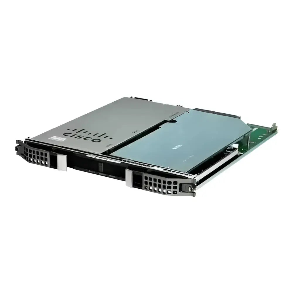 Cisco CBR line card module with metal casing, front ventilation, and visible ports