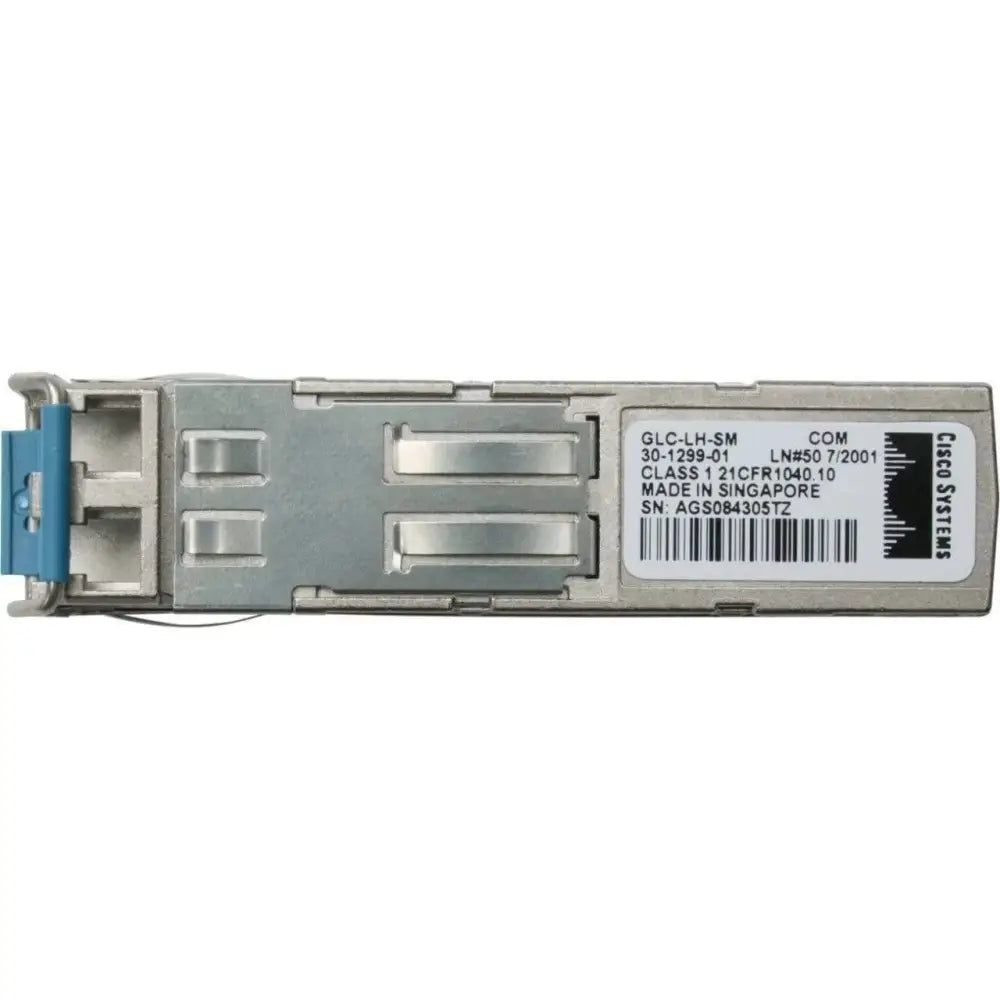 Cisco GLC-LH-SM singlemode fiber SFP transceiver module with label details visible