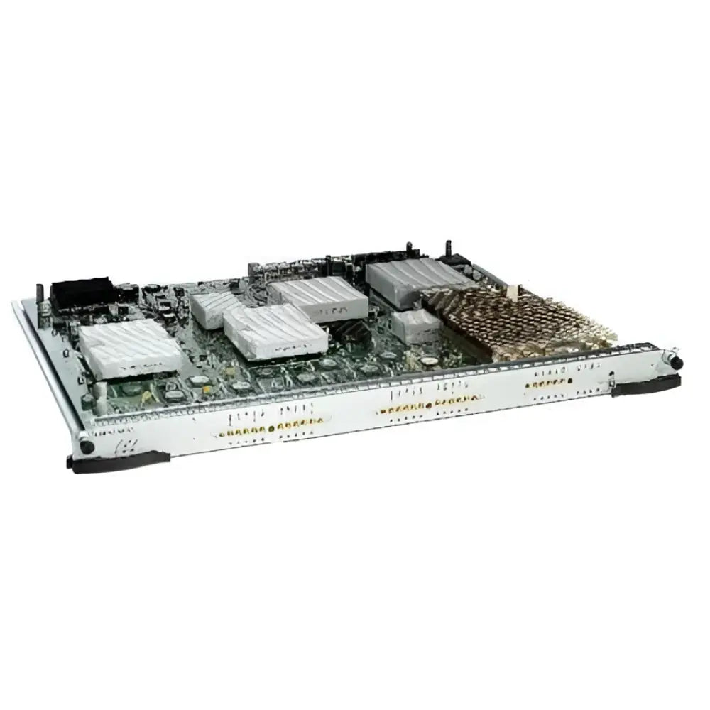 Cisco uBR-MC20X20V broadband card with heatsinks and circuit components on white background