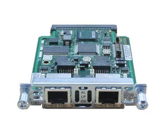 Cisco VWIC2-2MFT-T1/E1 router network module with dual RJ-48 ports, front view