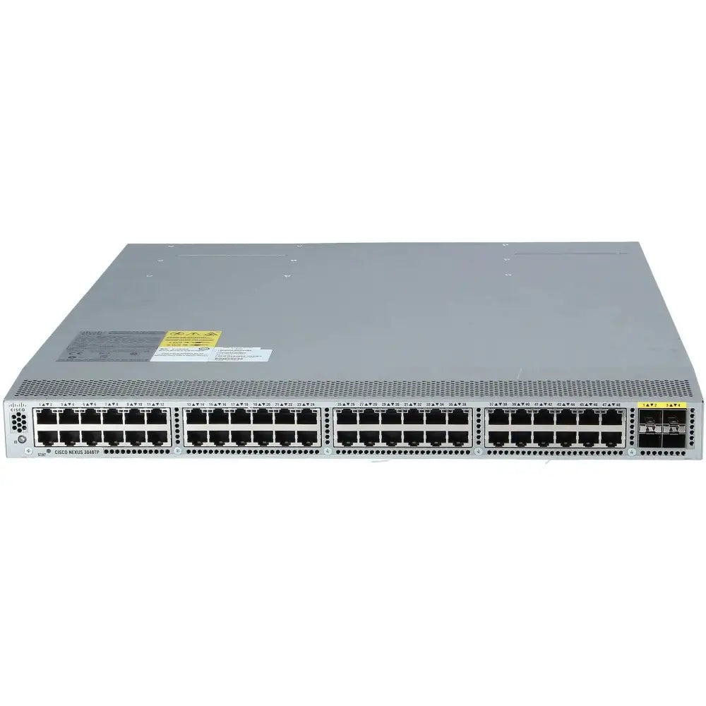 Cisco Nexus 3048 48-port gigabit network switch front view, gray, refurbished