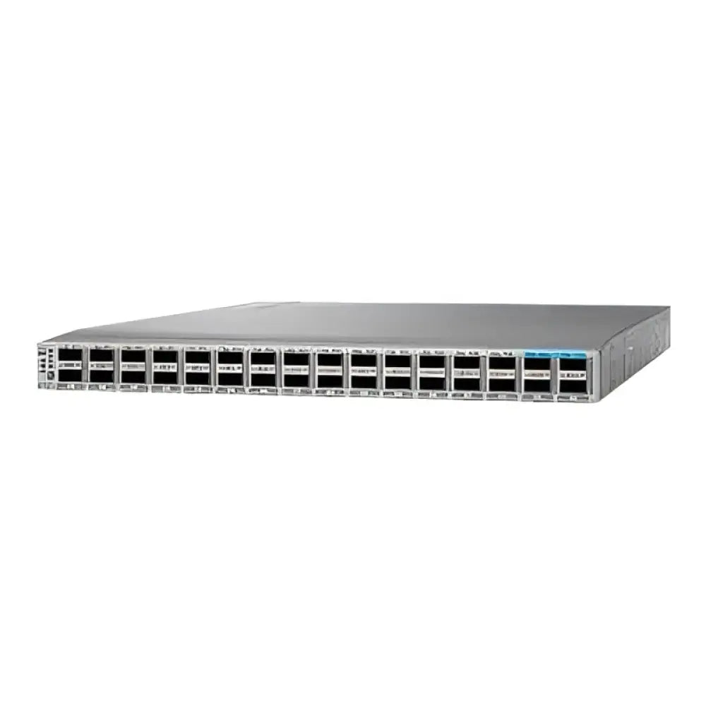 Cisco Nexus 9000 32-port ethernet switch front view on white background