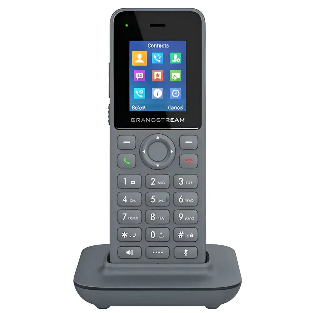 Grandstream DP725 cordless HD IP phone with color display on charging base