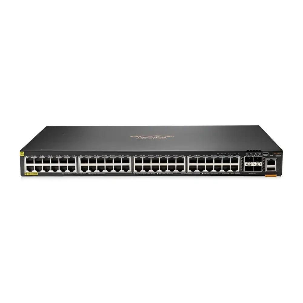 HP Aruba CX 6200F PoE 4SFP 370W network switch front view with multiple Ethernet ports