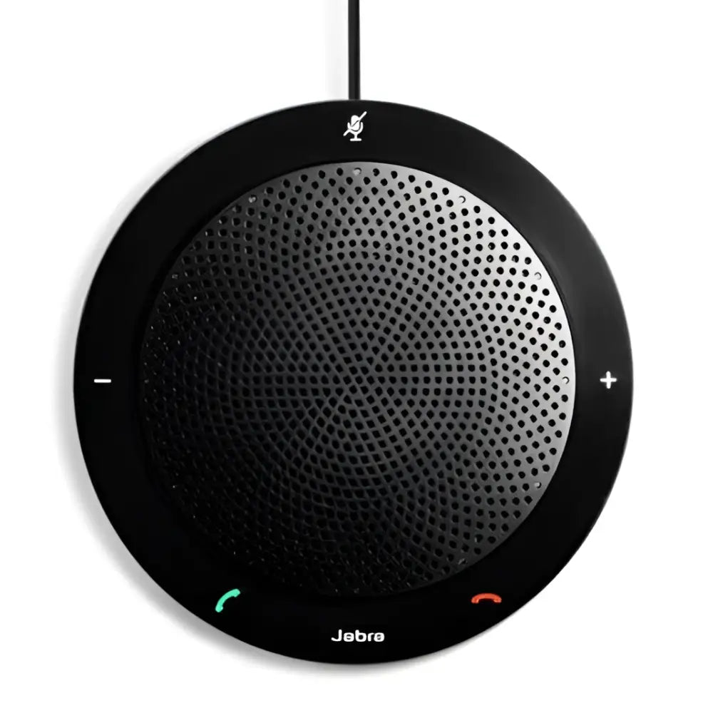 Jabra Speak 410 MS black circular speakerphone with call and volume buttons