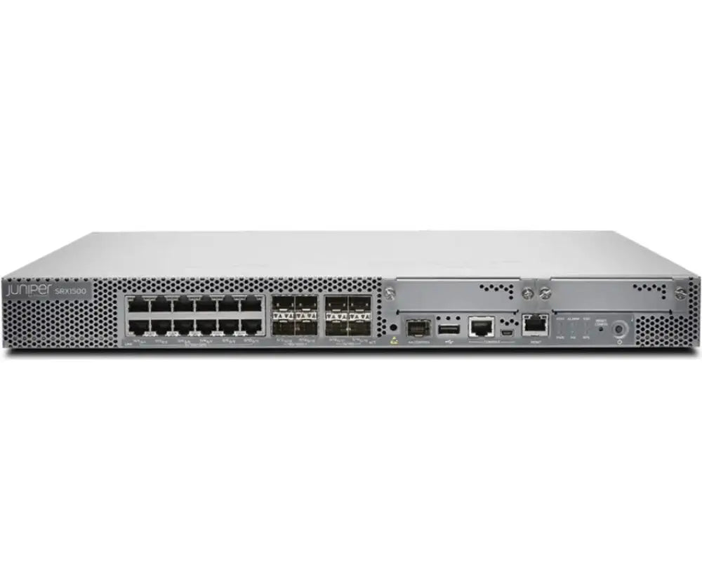Juniper Networks SRX1500 next-gen security firewall front ports and panel, refurbished unit