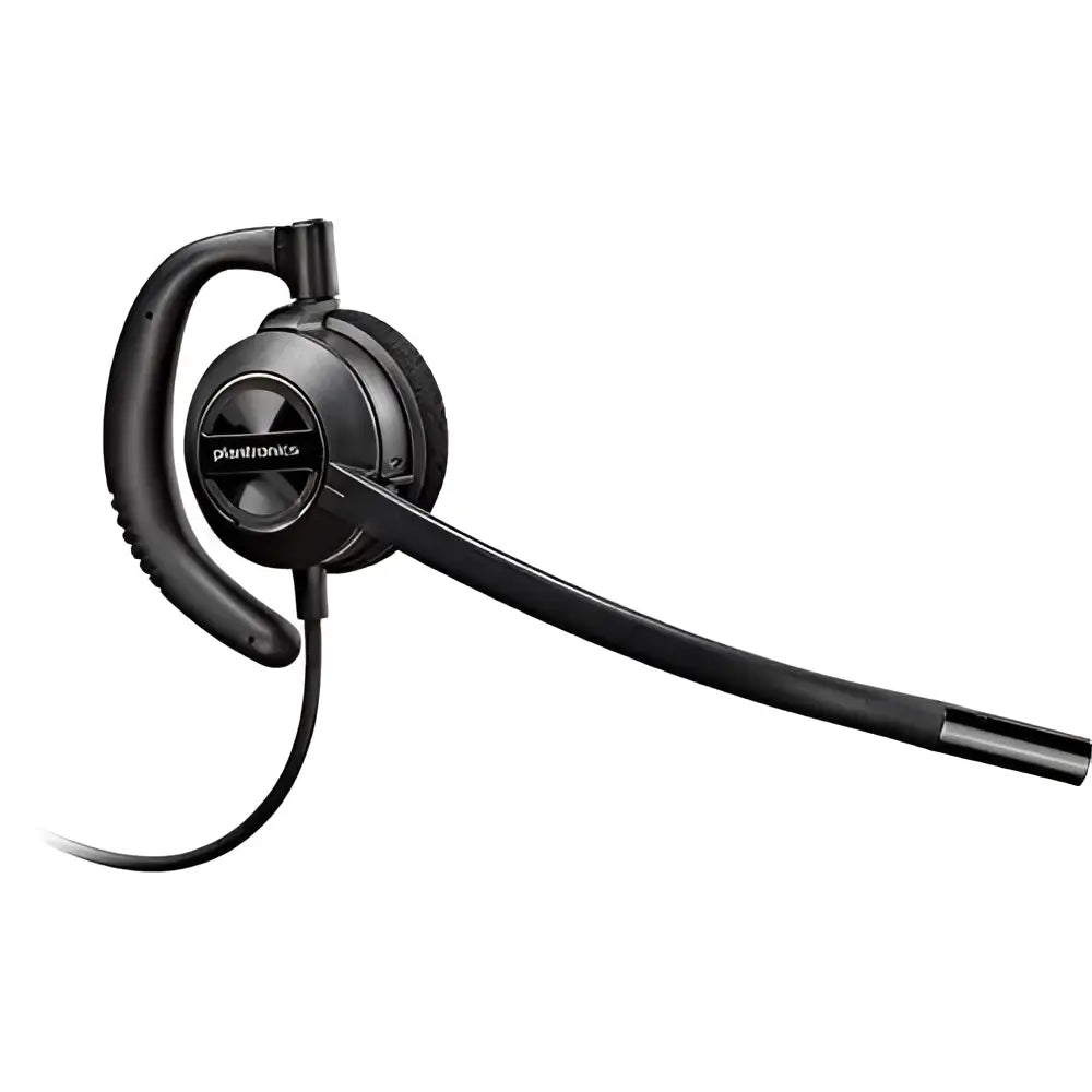 Plantronics EncorePro HW530D black mono headset with boom microphone on white background
