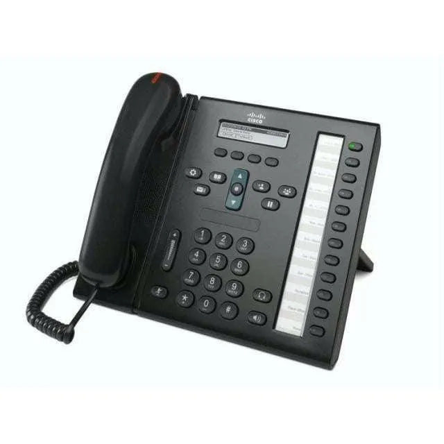 Cisco 6961 IP phone CP-6961-C-K9 with display screen and programmable keys on white background