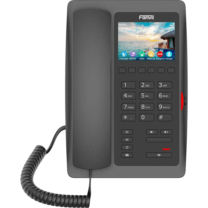 Fanvil H5 black SIP hospitality phone with color display and corded handset