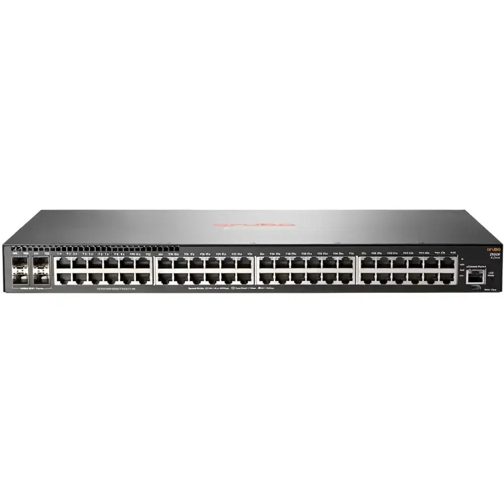 HP Aruba 2930F 48G 4SFP JL254A refurbished network switch with 48 Ethernet ports, front view