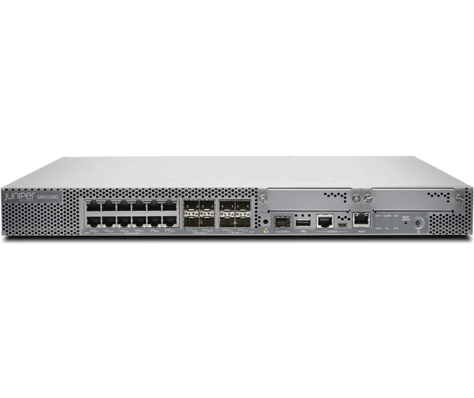 Juniper Networks SRX1500 next-gen security firewall front ports and panel, refurbished unit