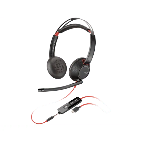 POLY/PLANTRONICS Blackwire 5200 Series Wired USB-C Stereo Headset (207576-01) - PLAN-BLACKWIRE-5220 New - PLAN-BLACKWIRE-5220 - Reef Telecom