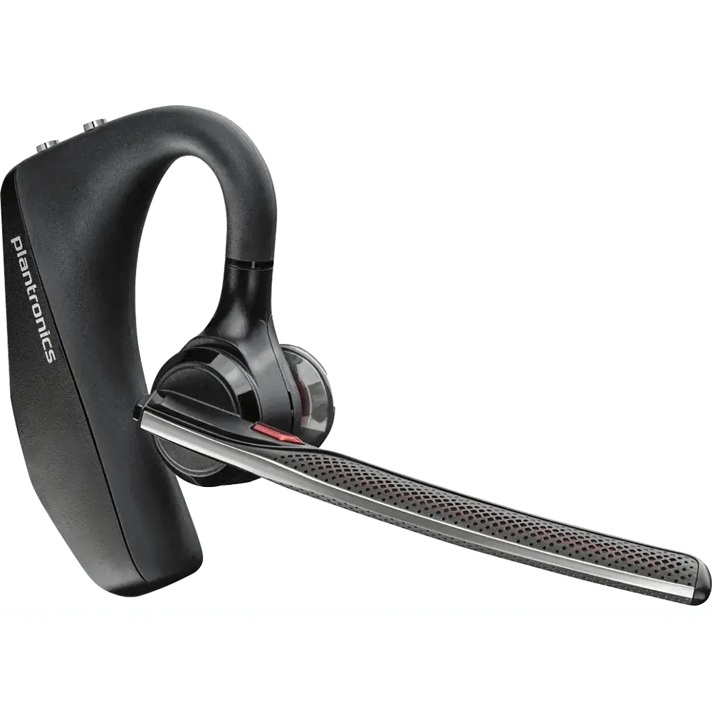 Plantronics Voyager 5200 UC wireless Bluetooth headset with boom microphone on white background