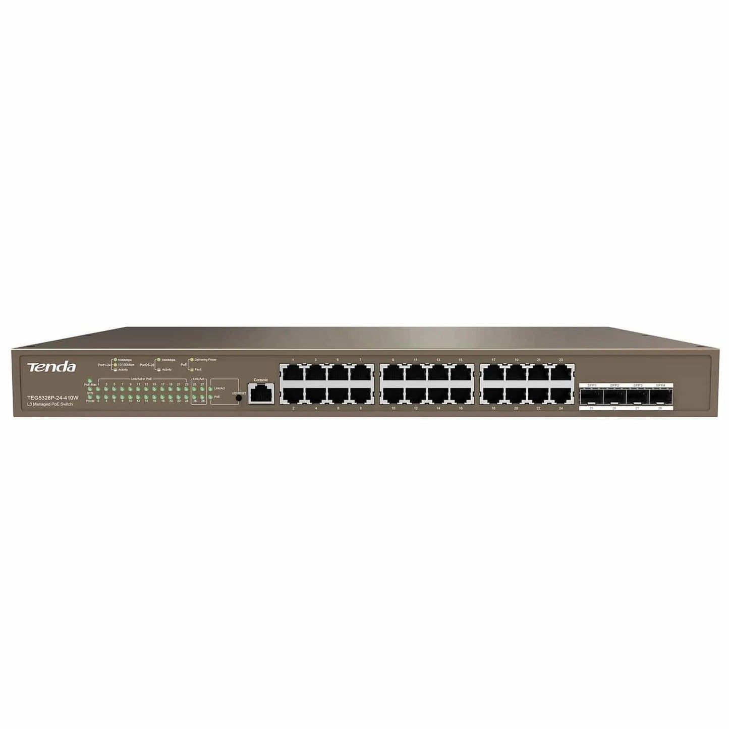 Tenda TEG5328P-24-410W 24 Port L3 Managed PoE Switch - TEG5328P-24-410W - New - TEG5328P-24-410W - Reef Telecom