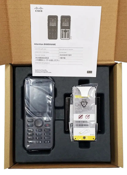 Cisco wireless IP phone 8821 in box with manual and accessories, new packaging
