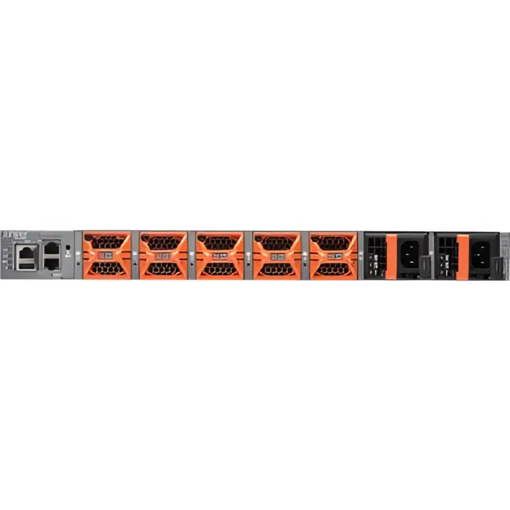 QFX5120-48Y rear view showing network switch ports, cooling fans, and power supplies