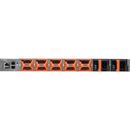 QFX5120-48Y rear view showing network switch ports, cooling fans, and power supplies