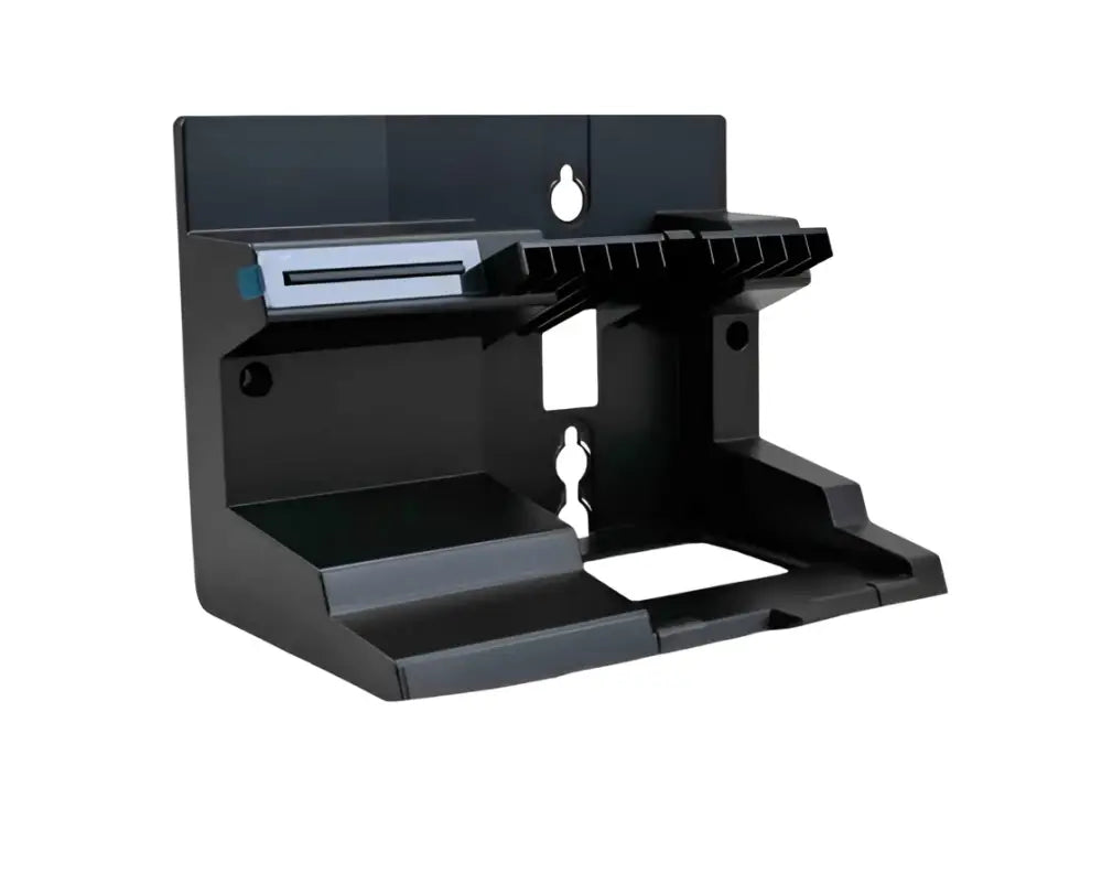 Black wall mount holder for hair clipper and accessories with organizer slots