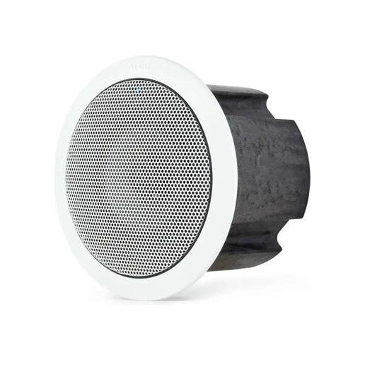 Algo 8188 SIP PoE ceiling speaker white with round grille on white background