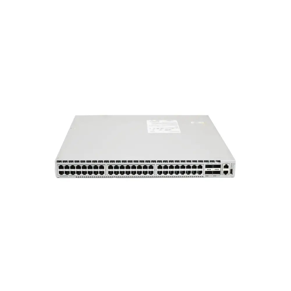 Arista 7050TX 48-port gigabit network switch front view, refurbished, silver chassis