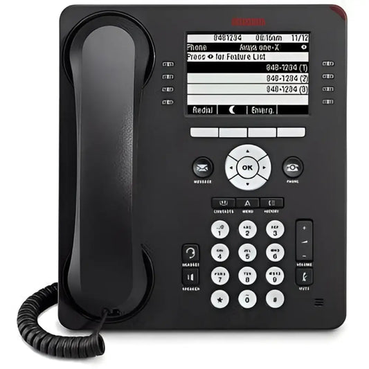 Refurbished Avaya 9608 IP phone with display screen and keypad, black business office phone