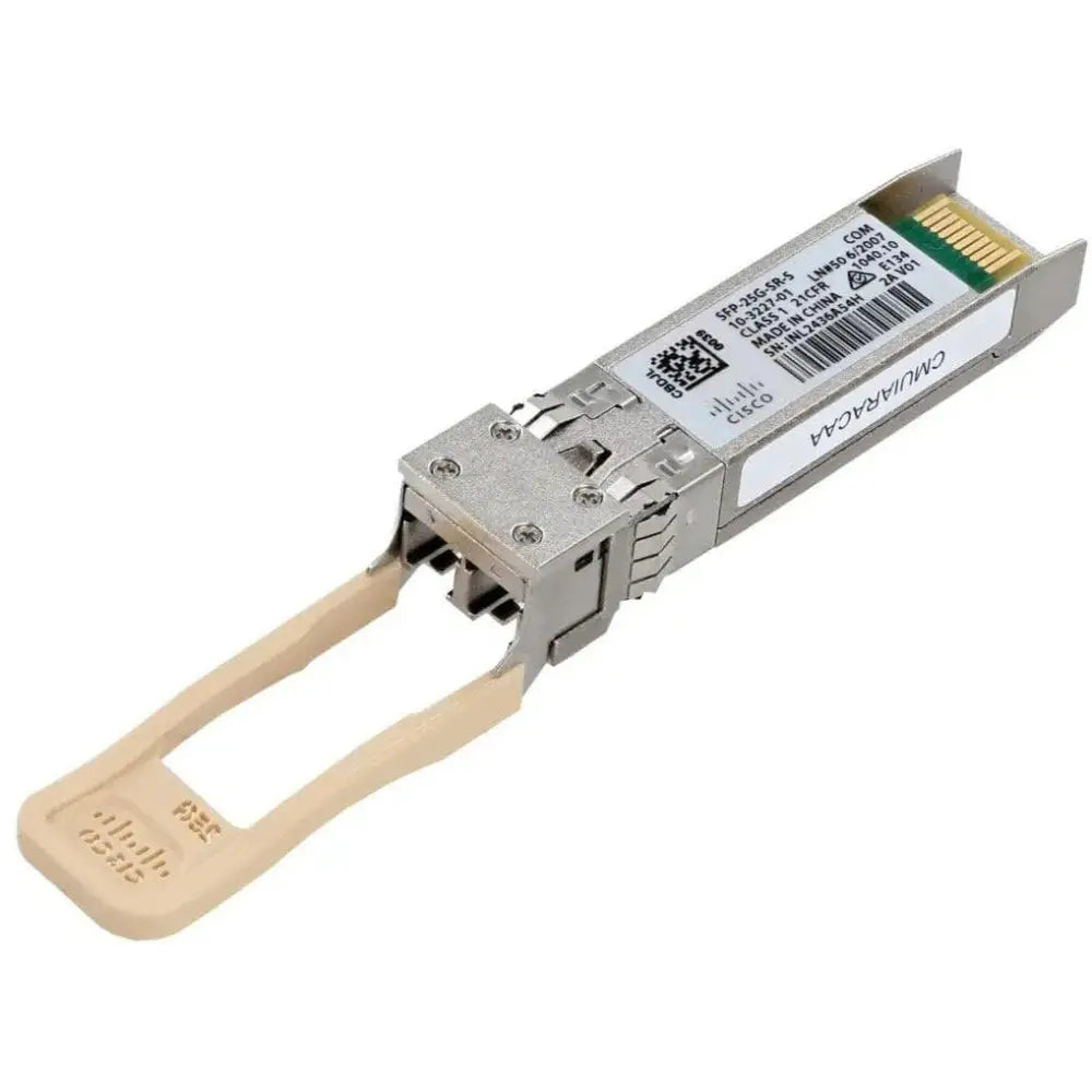 Cisco 25GBASE-SR SFP28 module refurbished network transceiver with beige pull tab