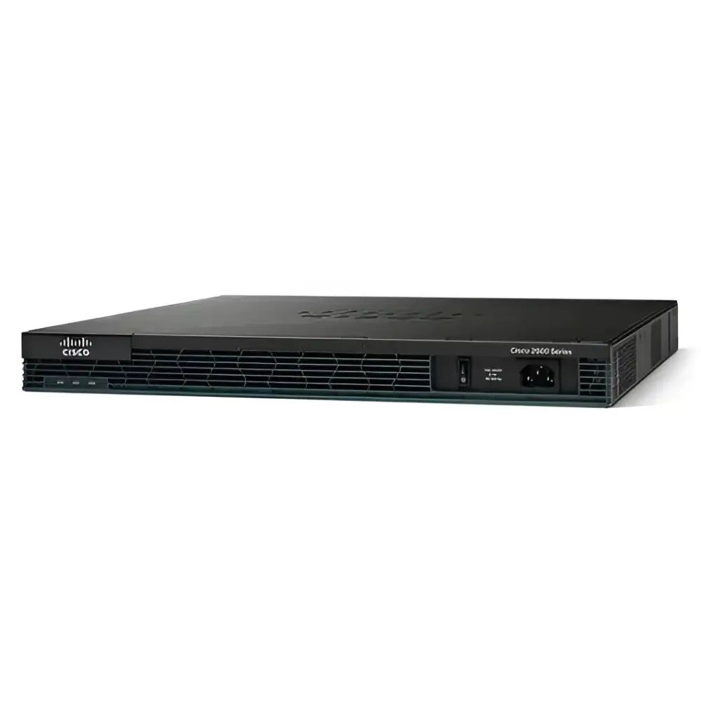 Cisco 2901 Series router front view, black network device on white background