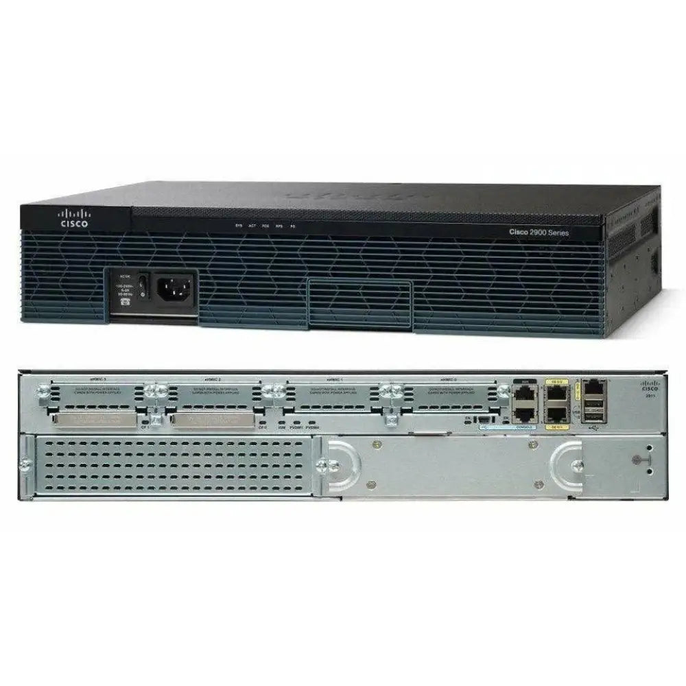 Cisco 2911 router front and back view, Cisco 2900 Series enterprise network hardware
