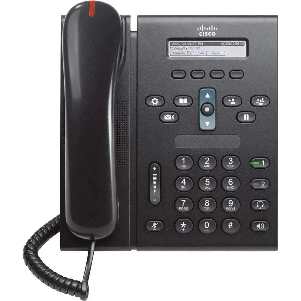 Cisco 6921 unified IP phone with corded handset, keypad, and LCD display