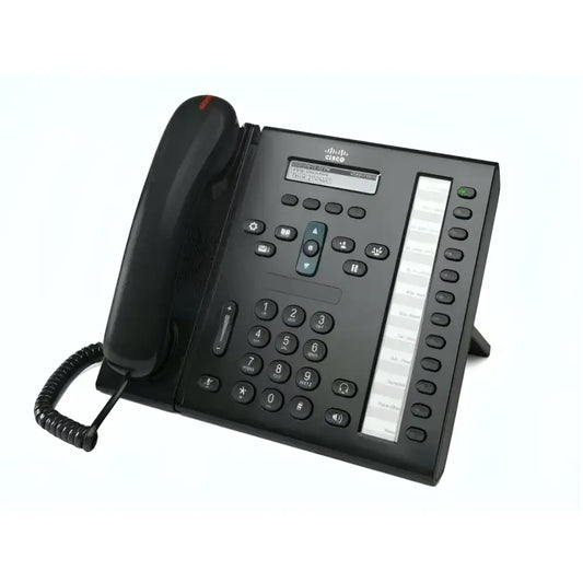 Cisco 6961 IP phone with handset, LCD screen, and multiple programmable buttons