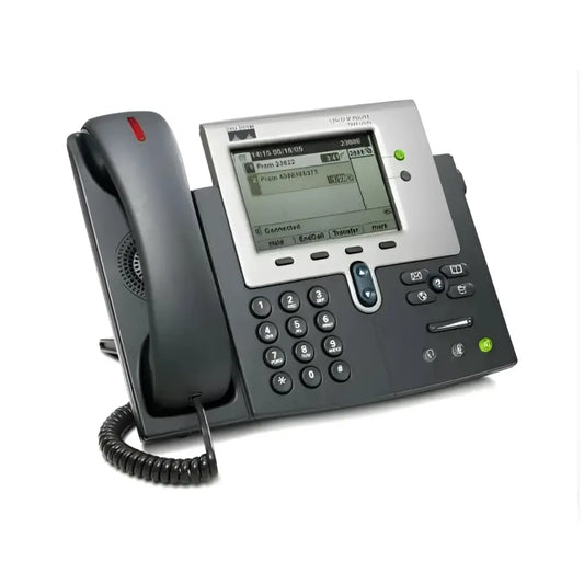 Cisco 7942G IP phone with display screen, buttons, and handset on white background