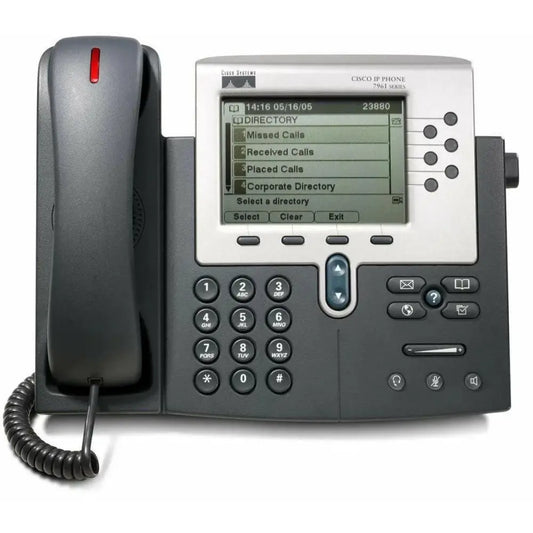 Cisco 7961G IP phone with display screen and keypad, office VoIP desk telephone