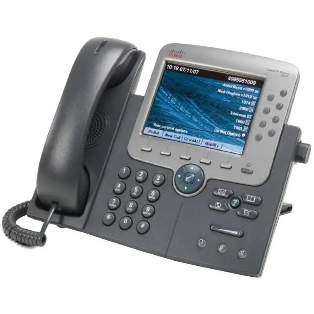 Cisco 7975G Gigabit IP phone with color display, numeric keypad, and control buttons