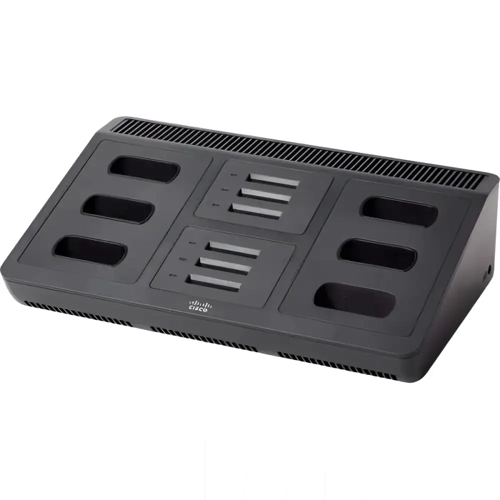 Cisco 8821G desk multi charger, refurbished, black, with eight charging slots.