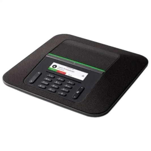Cisco 8832 IP conference station with screen, keypad, and black square design