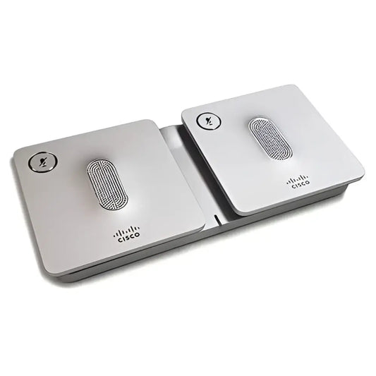 Cisco 8832 wireless microphone kit set with dual silver mics on a white background