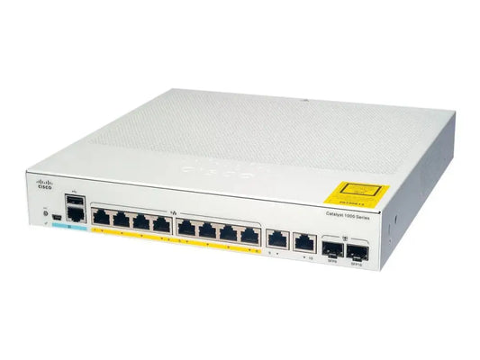 Cisco Catalyst 1000 Series switch with 8 Ethernet PoE ports and 2 SFP uplinks