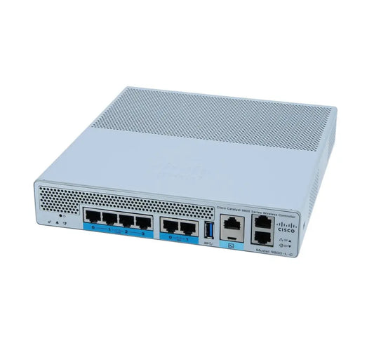 Cisco Catalyst 9800-L wireless LAN controller with copper uplinks, model 9800-L-C, front ports view