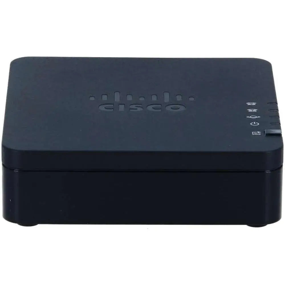 Cisco ATA 191 2-port analog telephone adapter, black box with Cisco logo and indicator lights