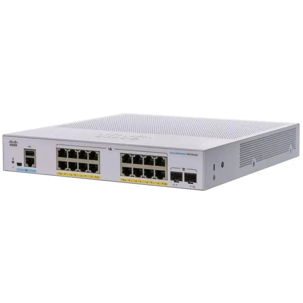 Cisco C1000-16FP-2G-L Ethernet switch with 16 PoE ports and 2 SFP uplinks, front view